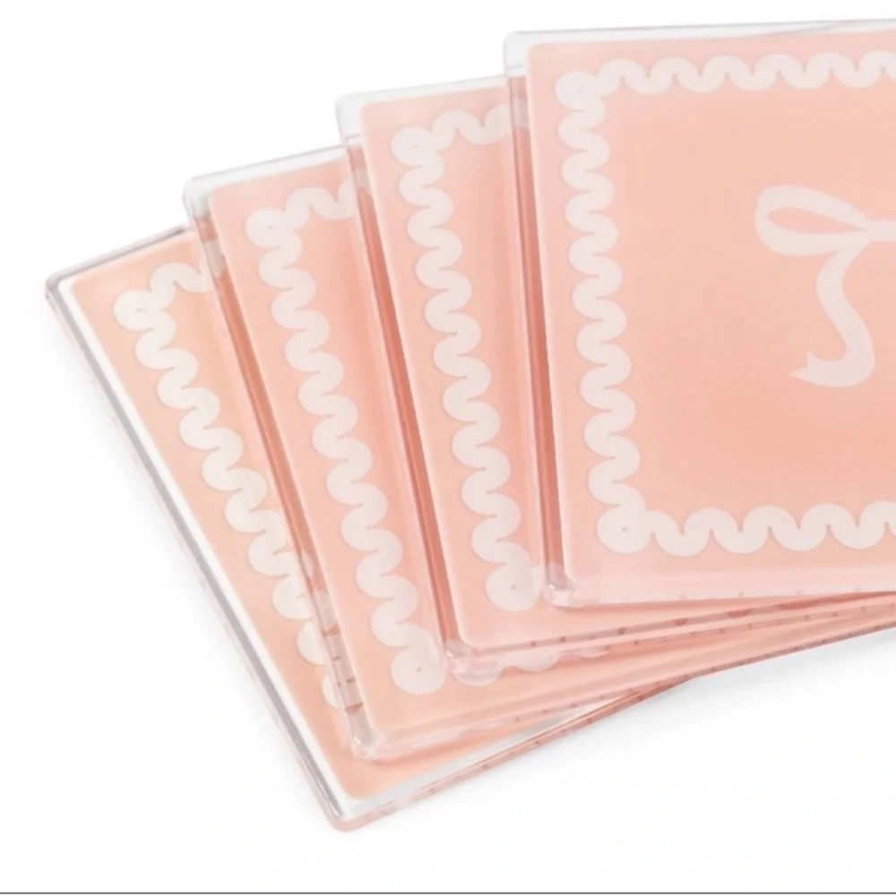 3 for $15 SALE Target Bullseye Coquette Pink & White Bow Coasters, New, 4 pack